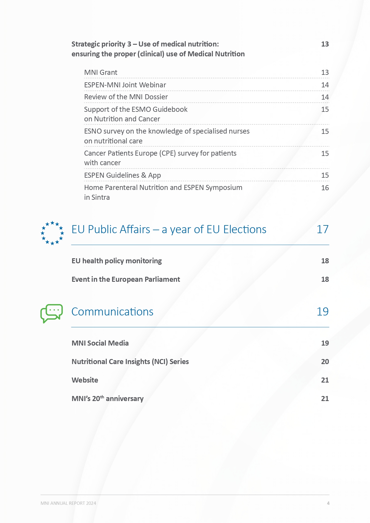 Medical Nutrition Industry Annual Report contents continued