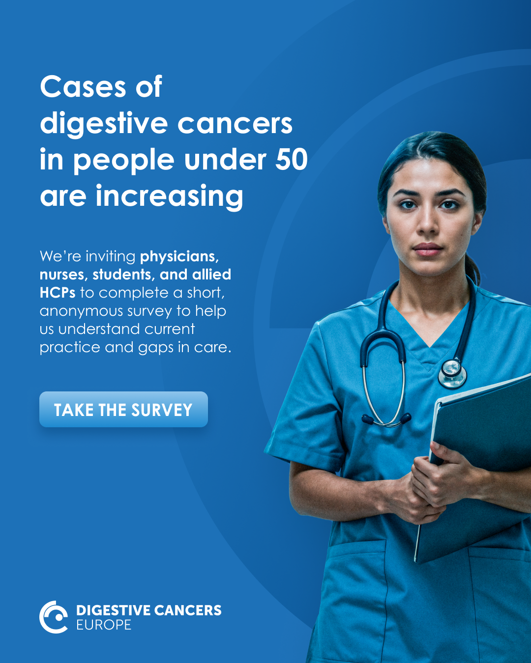 Digestive cancers in people under 50 survey ad